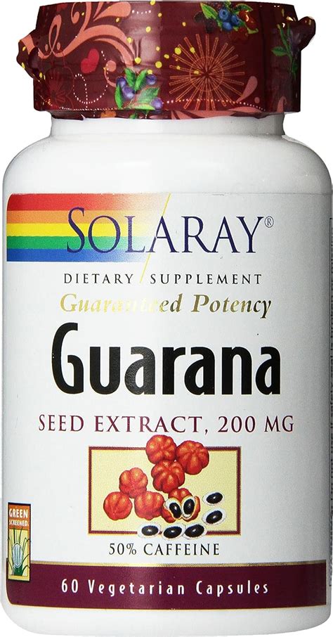 Amazon.com: Solaray Guarana Seed Extract 300mg | 44 mg of Caffeine ...