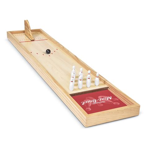 GoSports Mini Wooden Tabletop Bowling Game Set for Kids & Adults - Includes 1 Bowling Alley ...