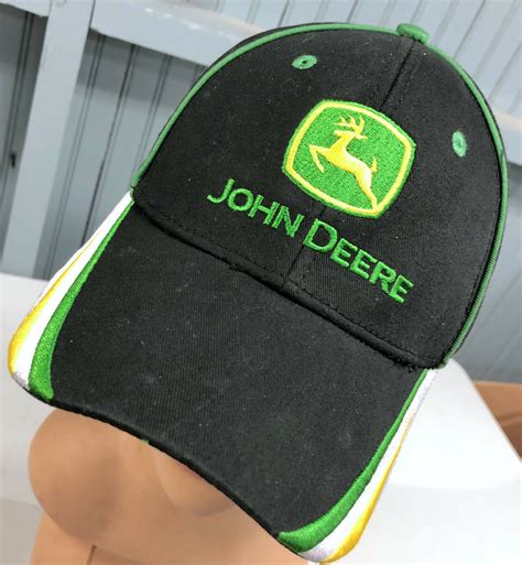 John Deere Tractor Farming Black Adjustable Baseball Cap Hat - Hats