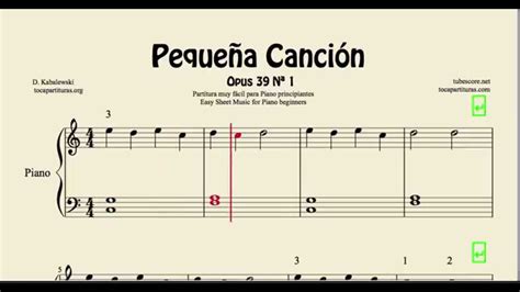 Pequeña Canción Partitura de Piano Muy Fácil para Principiantes Opus 39 Nº1 Chords - Chordify