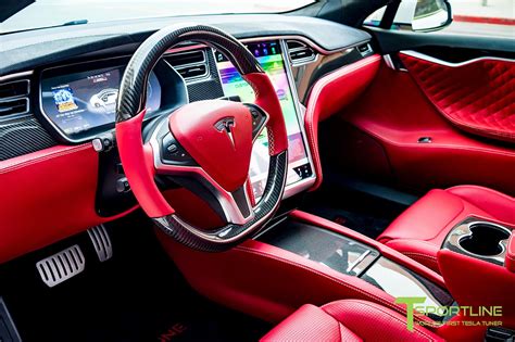 2016 Pearl White Tesla Model S P100D For Sale - Bentley Red Interior - Gloss Carbon - Audio ...