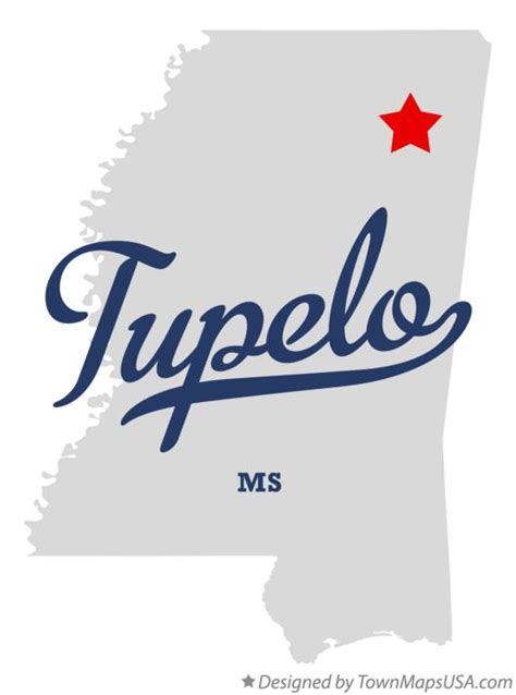 Map of Tupelo, MS, Mississippi