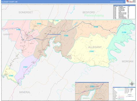 Allegany County, MD Wall Map Color Cast Style by MarketMAPS