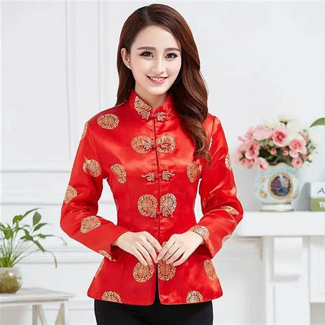 Chinese Traditional Red Coat Women's Silk Satin Jacket Wedding Costume Size S M L XL 2XL 3XL-in ...