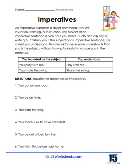 Imperatives Worksheets - 15 Worksheets.com