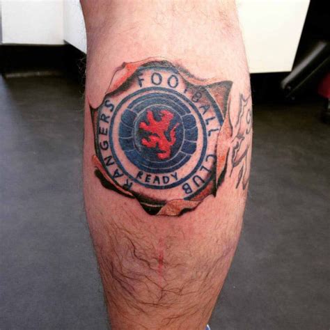 Rangers Football Club Tattoo on Calf | Best Tattoo Ideas Gallery