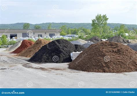 Mulch and Gravel Piles in Front of a Packaging Plant Stock Photo - Image of nature, stone: 221636988