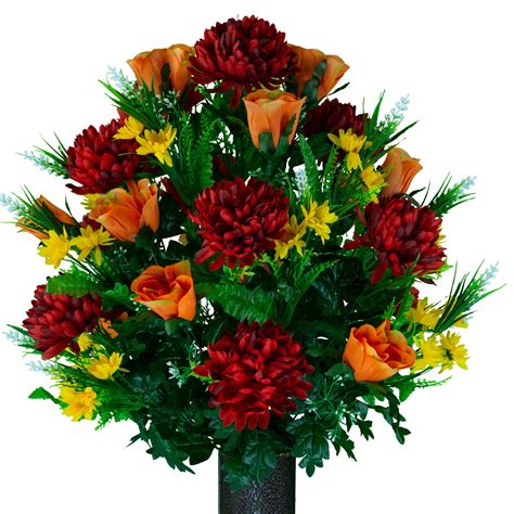 Sympathy Silks Artificial Cemetery Flowers – Realistic, Outdoor Grave ...