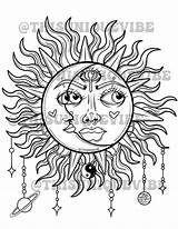 Sun and Moon Goddess Coloring Page Printable Adult  sketch template