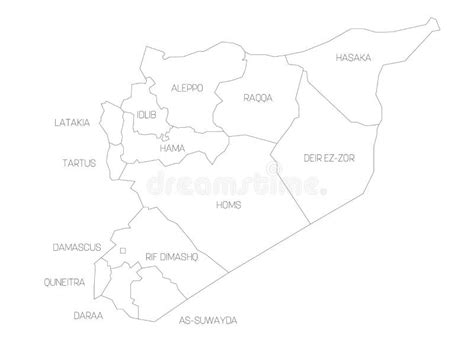 Syria - Political Map of Governorates Stock Vector - Illustration of ...