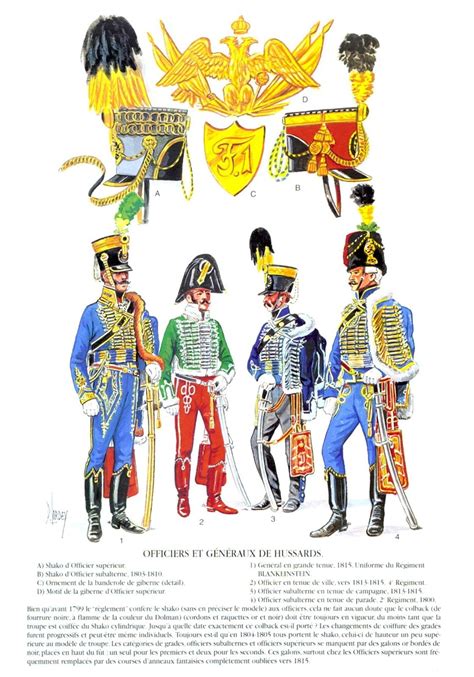 Austrian Hussar Officers; L to R General in Full Dress, wearing uniform of Regiment ...