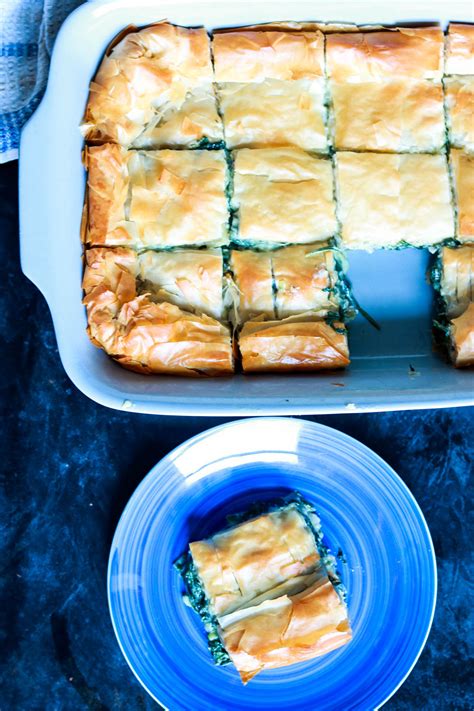 Greek Spinach and Feta Pie with filo pastry (Spanakopita) - SugarLoveSpices