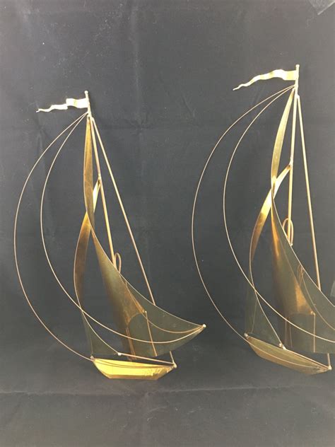 Brass Sailboat Wall Sculpture Pair Retro 1970s Signed DeMott | Etsy ...