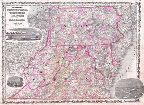 File:1863 Johnson Map of Virginia, Maryland, Delaware ^ Pennsylvania - Geographicus - PAWAVAMDDE ...