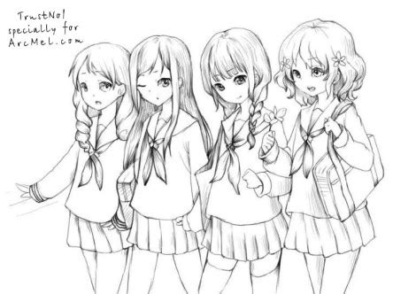 Anime Girl Uniform Sketch