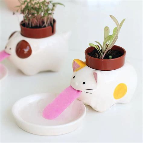 Home decoration accessories creative potted plants lovely animal shape white ceramic planter ...