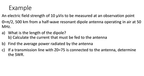 Solved Example An electric field strength of 10 is to be | Chegg.com