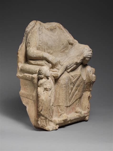 Seated limestone kourotrophos with another child standing | Cypriot ...