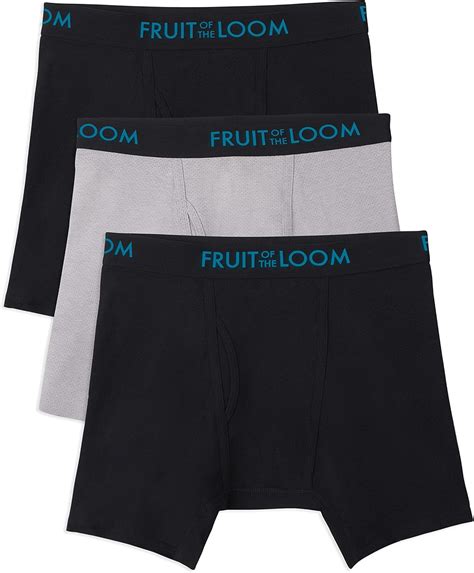 Fruit of the Loom Men's Breathable Boxer Briefs, Moisture Wicking Underwear, Assorted Color ...