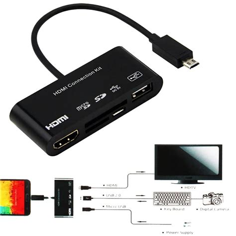 5 in 1 Micro 11p 11 Pin Micro USB to HDMI Converter Cable Connection ...