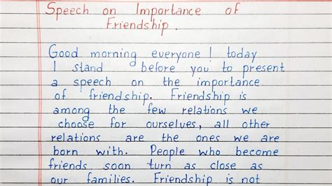 Write a Speech on Importance of Friendship | English - YouTube