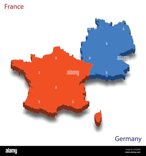 3d isometric map France and Germany, Franco–German relations vector ...