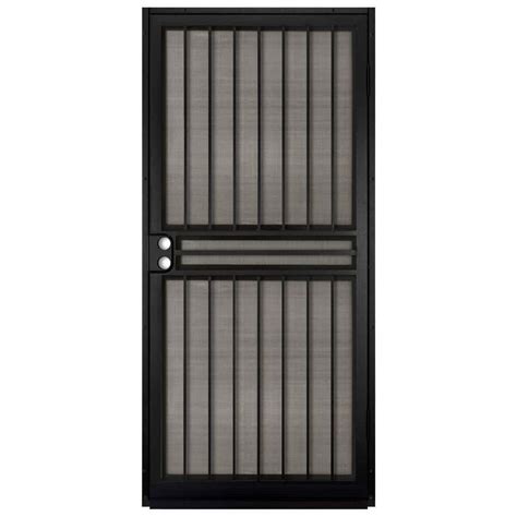 Unique Home Designs 36 in. x 80 in. Guardian Black Surface Mount Outswing Steel Security Door ...