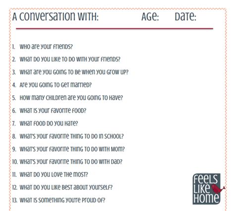 20 Questions to Ask Your Kids Printable | Feels Like Home™