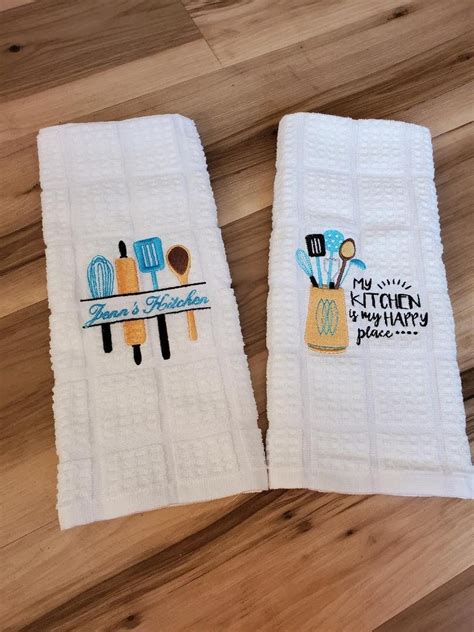 Custom Embroidered Kitchen Towels Personalized Kitchen - Etsy