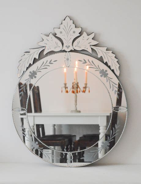 Vintage Venetian Style Wall Mirror, Large Round Decorative Mirror, Bevelled Cut Glass Mirror ...