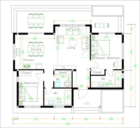 Online House Design 12x9 Meter 40x30 Feet - SamHousePlans