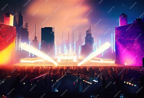 Premium AI Image | cityscape backdrop for a stage concert Showcase ...