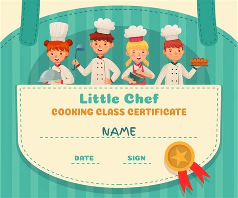 Little chef certificate. Cooking class chefs diploma, cooking food sch ...