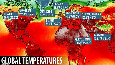 Maps reveal record-breaking temperatures across the world | Daily Mail ...