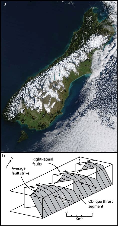 (a) Satellite image of the South Island. The Alpine Fault can clearly... | Download Scientific ...