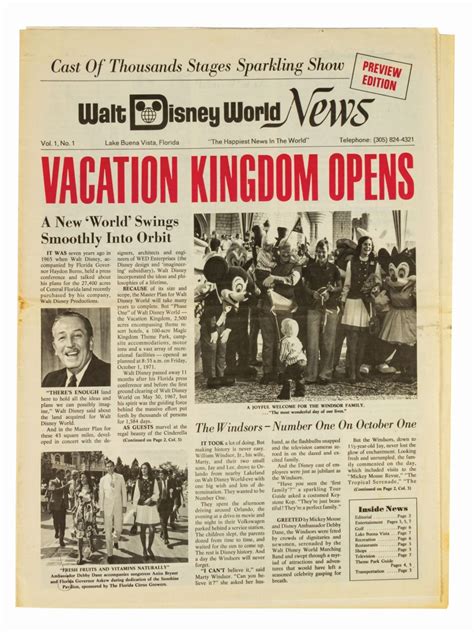 "Walt Disney World News," Vol 1, No 1.