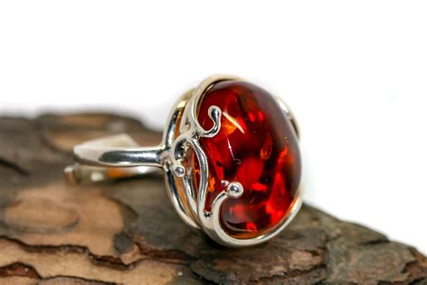 Baltic amber ring. Baltic amber & sterling silver, unique ring, statement ring, contemporary ...