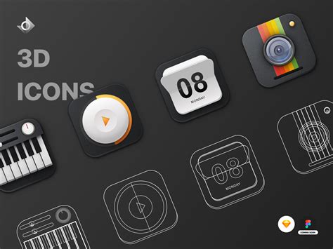 3D Skeuomorphic Icons Premium Pack | App icon design, Icon, App icon