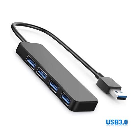 Black USB 3.0 Hub with 4 Ports - PrimeCables