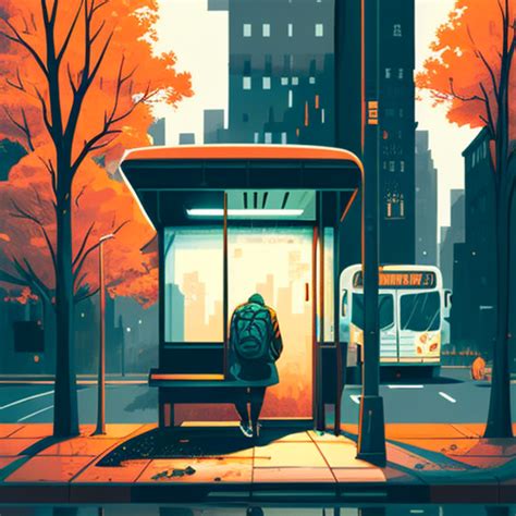 bitfloorsghost: a bus stop, illustration, shutterstock, digital art ...