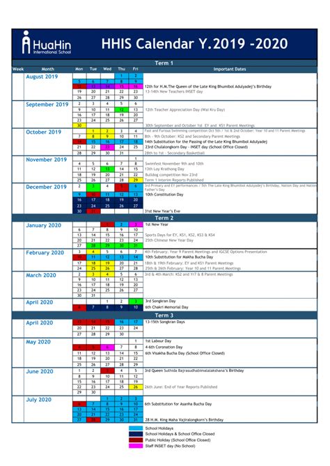 Calendar - Hua Hin International School