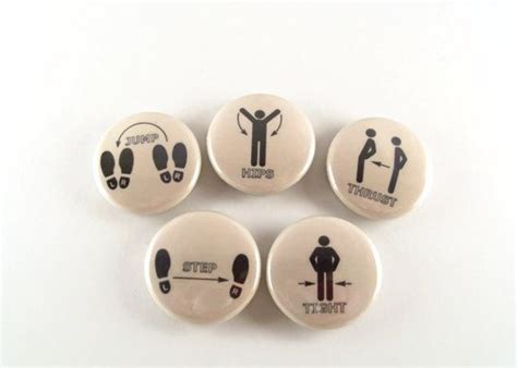 Time Warp Dance Steps - Set of 5 - One Inch Magnet Buttons or Pinback Buttons Inspired by movie ...