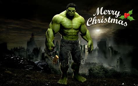 Happy Merry Christmas Greetings Super Hero Hulk Kids Hd Wallpaper