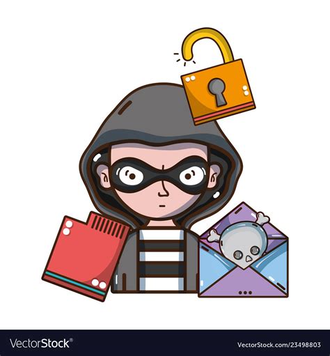 Cybersecurity threat cartoon Royalty Free Vector Image