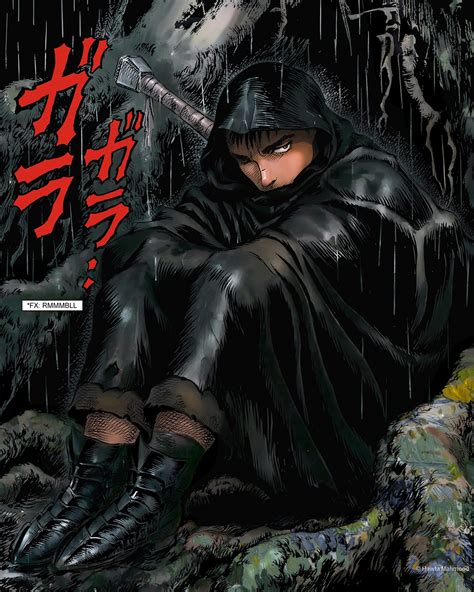 Guts sitting under a tree, raining, colored : r/Berserk