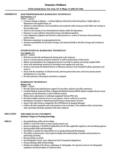 Radiology Technician Resume Samples | Velvet Jobs