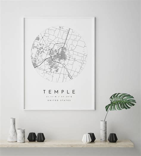 Temple Map Temple Texas City Map Home Town Map Temple | Etsy