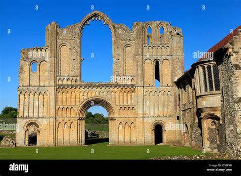 Castle Acre Priory, Norfolk, west front of priory church and Priors ...