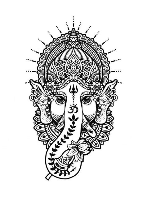 Mandala Ganesha Head Coloring Book | Ganesha tattoo, Ganesha tattoo mandala, Mandala design art