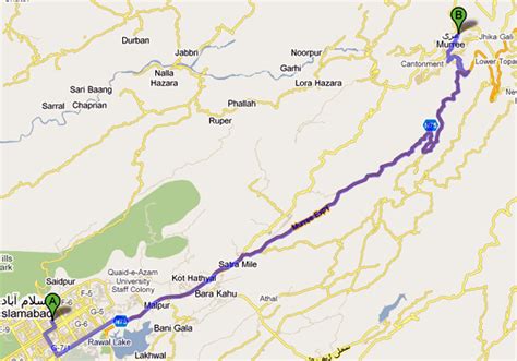 Road Map from Islamabad to Murree